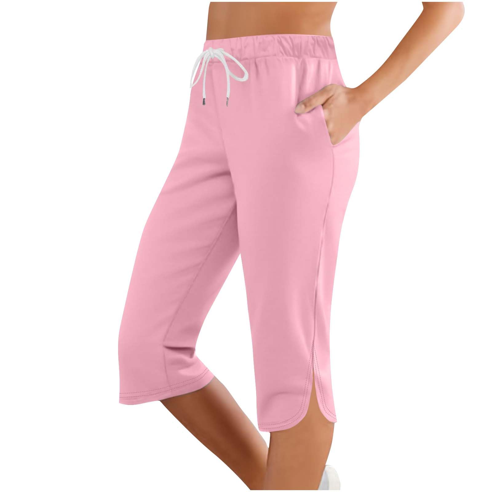 Women Capri Pants Summer Cut Out Side Casual Fashion Drawstring Soft Comfort Capris Workout Running Cropped Jogger — view 26