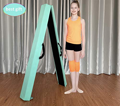 Marfula 6 Ft / 8 Ft / 9 Ft Gymnastics Balance Beam Floor Folding Beam - Extra Firm - Suede Cover - Anti Slip Bottom With Carry Bag For Kids/Adults Home Use (Teal, 6 Ft) #TOP6