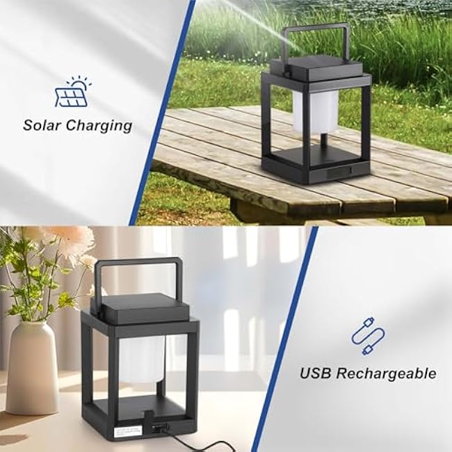Solar Lantern Outdoor Table Lamp: Portable Hanging LED Lights - Waterproof Decorative Lights for Patio Camping