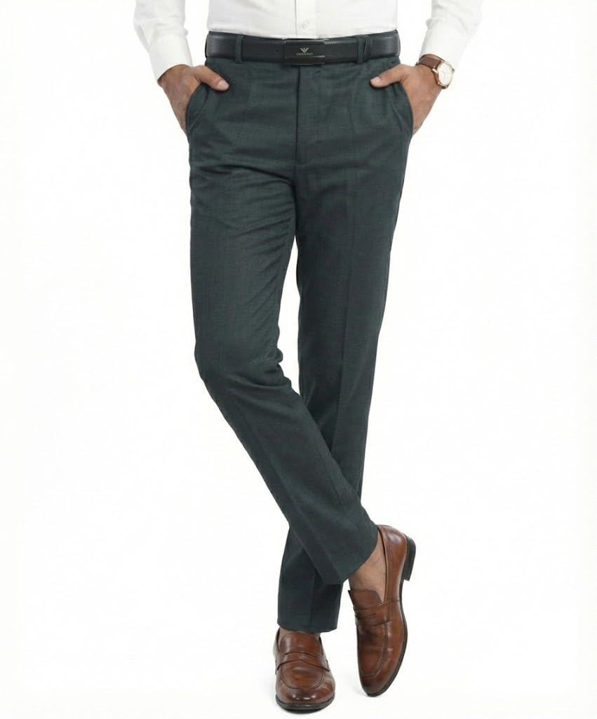 Men's Straight Fit Grey Formal Trousers - Business Office Wear Polyester Dress Pants - Sizes 30 to 36-picture-52