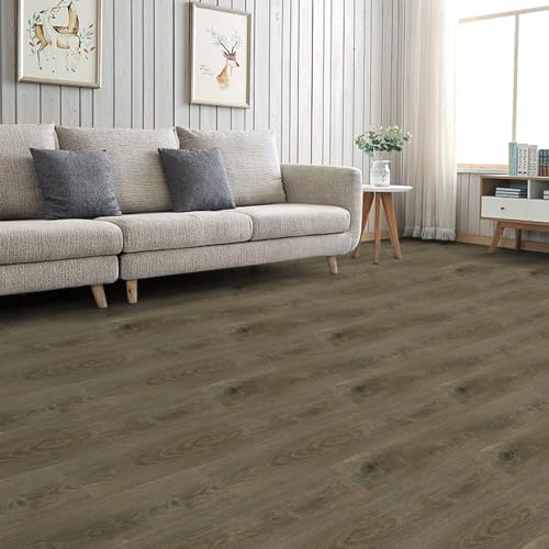 Image of Dureidos Floor Tiles Peel and Stick Waterproof 36 x 6 inch, Vinyl Flooring Waterproof and Durable, 10PCS, Brown