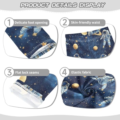 Boccsty Stars Planet Space Watercolor Astronauts Girls Leggings Kids Yoga Pants Dance Active Tights 4T3
