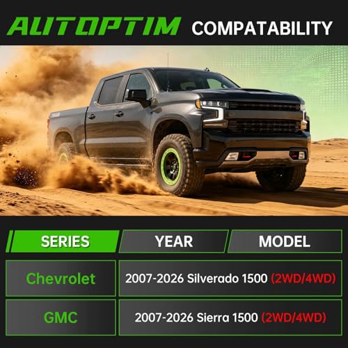 AUTOPTIM 2" Front Leveling Lift Kit - Replacement for 2007-2026 Silverado 1500 2WD 4WD, 2007-2026 GMC Sierra 1500 2WD/4WD, Aluminum Leveling Kit CNC Strut Spacers For Pick Up by OTUAYAUTO - Image 3
