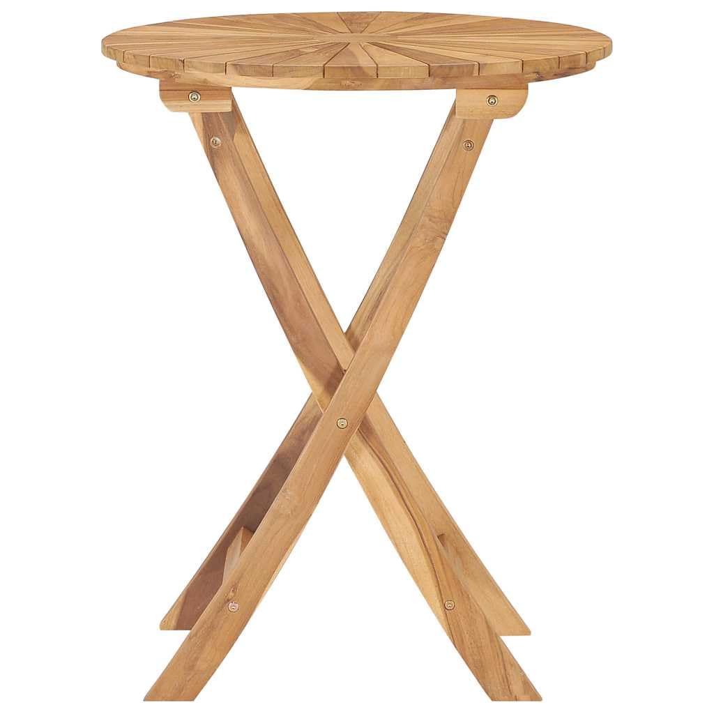 Tavolo da giardino rotondo da 60 cm in legno massello teak, tavolo pieghevole per esterni con vernice a base d'acqua, per terrazza e giardino, tecnicamente essiccato e finemente levigato