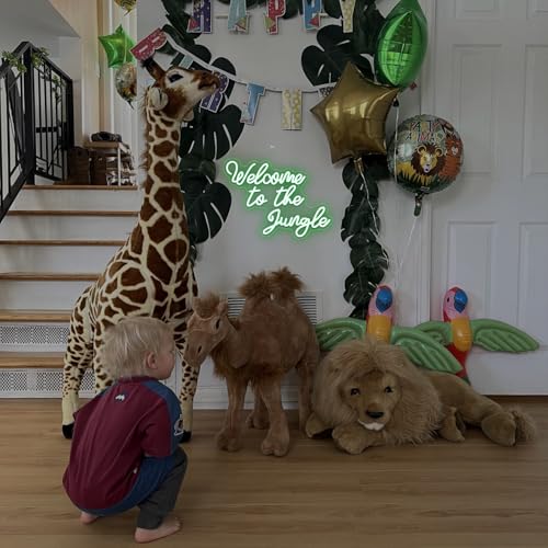 Image of Welcome to the Jungle Neon Sign Jungle Decor Green Led Word Neon Light Signs for Wall Decor Usb Letter Light Up Sign for Garden Home Entryway Front Porch Party Gift | Green Neon Light, Cozy Decoration for Event Planners, Couples, Wedding Receptions, Parties, Patios and Garden Areas