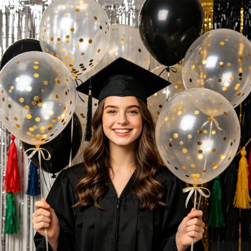 Image of 100pcs Gold Confetti Balloons 12 inch | Gold Confetti balloon for Balloon Garland or Arch, Graduation Birthday Wedding, Engagement, New Years Party Decorations