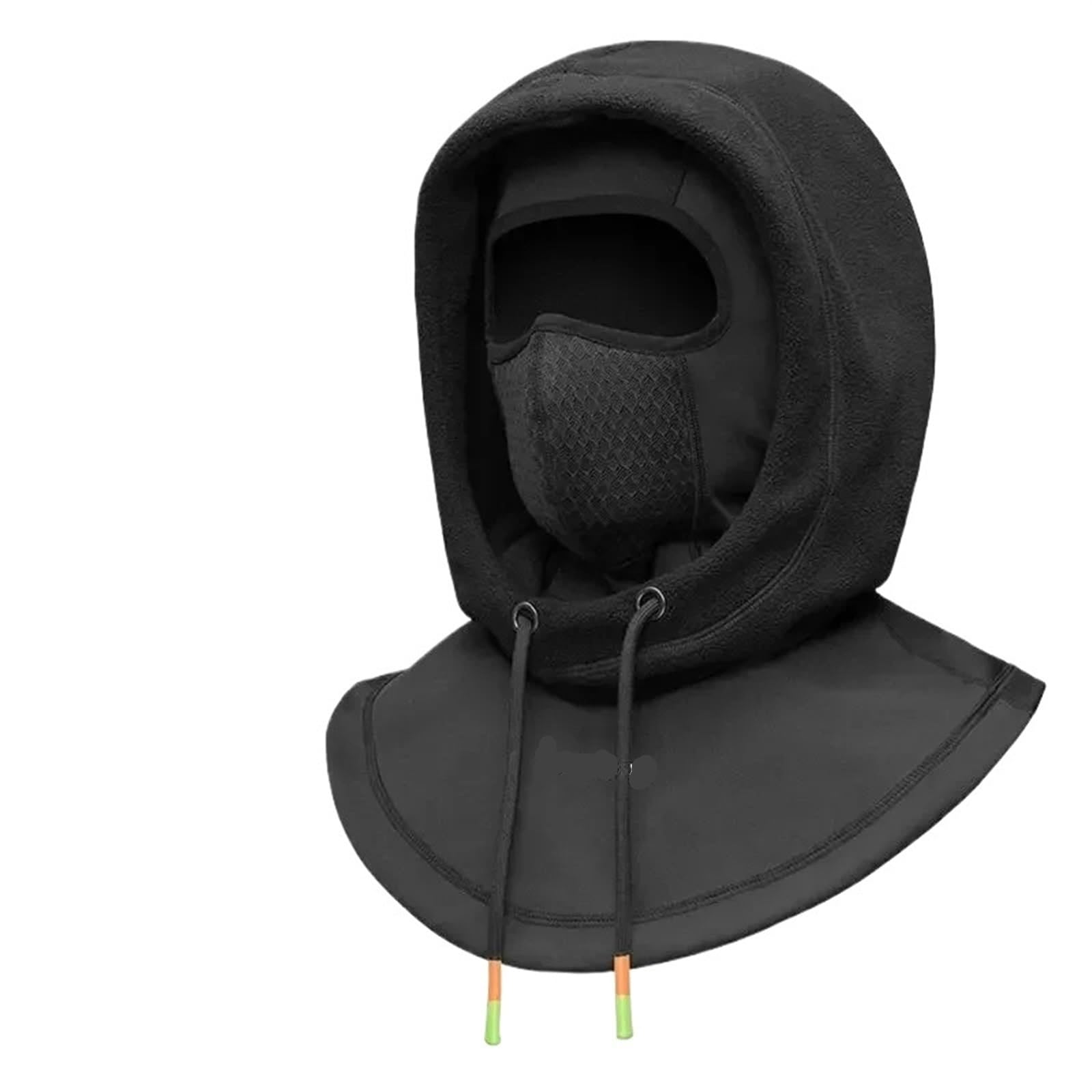 Sottocasco Caldo Maschera Invernale da Ciclismo for Donna e Uomo, con Cappuccio, Passamontagna, Calda, Antivento, da Sci, in Pile, a Doppio Strato, for Moto e Scooter(Black)