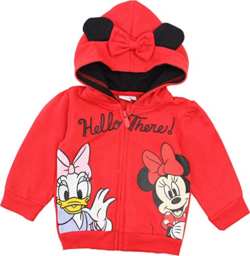 Disney Felpa con cappuccio Minnie Mouse Baby-Girls Hello There, Rosso, 18 Meses