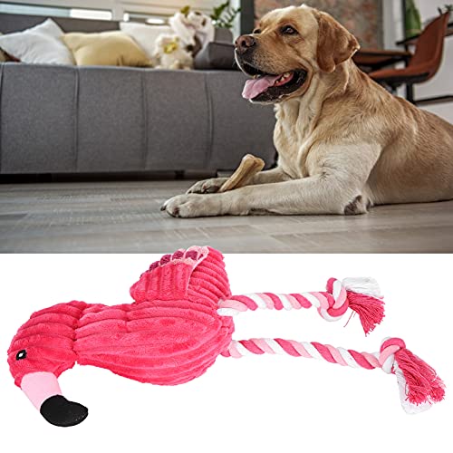 Pssopp Dog Plush Toys Dog Squeaky Teething Toys Pink Squeaky Rope Toys for Dog Teeth Cleaning Playing Accessories - Image 2