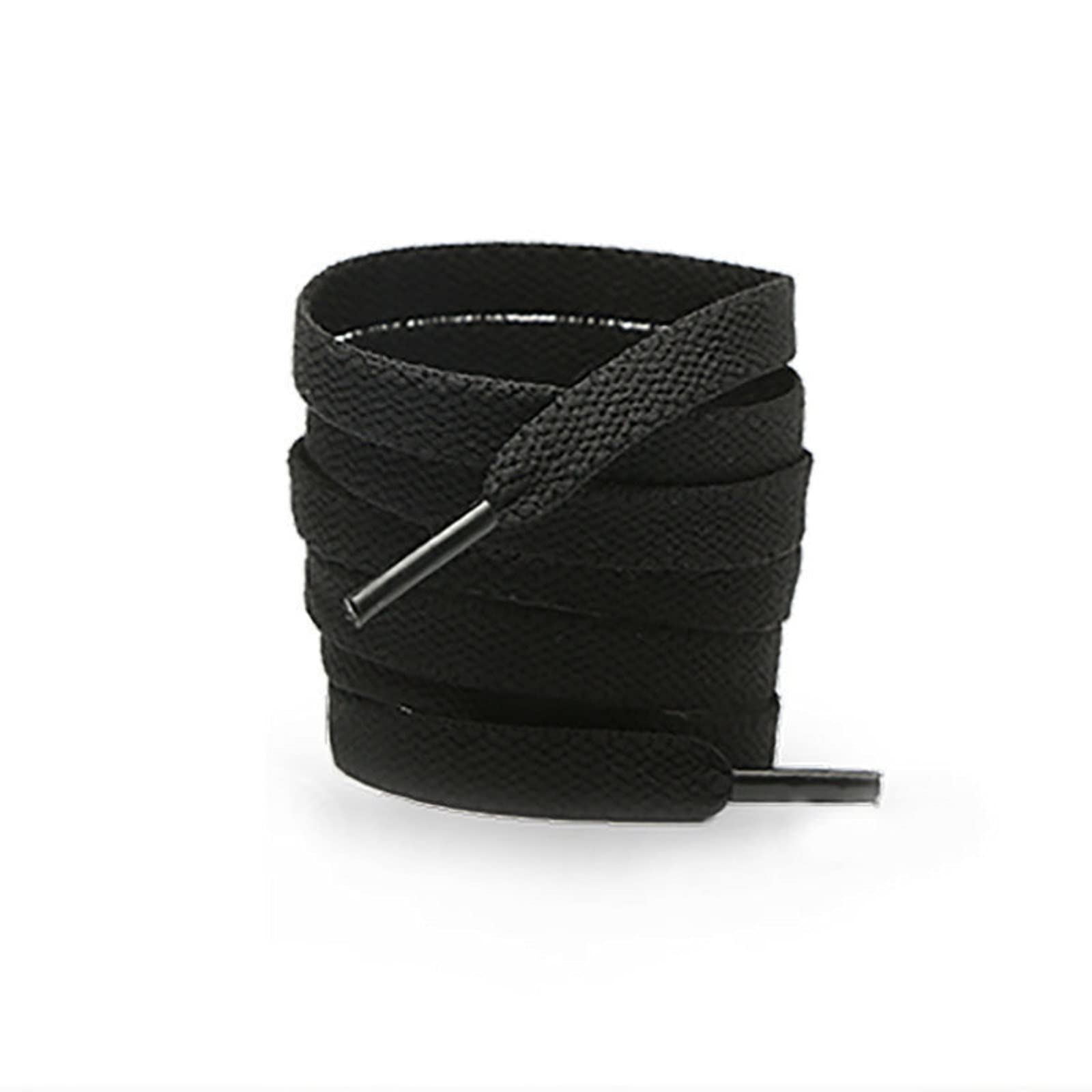 AMERTEERFlat Shoelace Set 2 pairs Of 1.6M Length Unisex Shoelaces Sneakers Canvas Shoe Laces (White, Black)