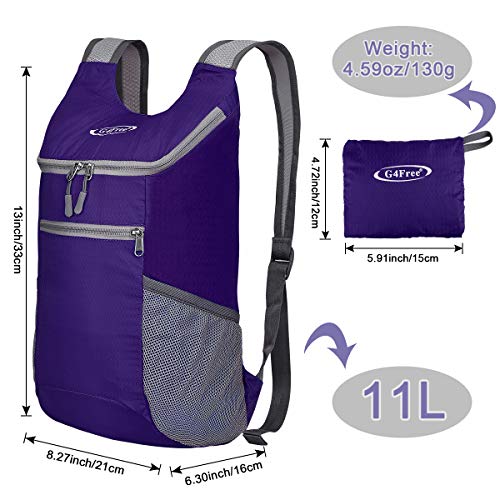 Image of G4Free Lightweight Packable Hiking Backpack for Men Women Small Hiking Daypacks Foldable Shoulder Pack Casual Outdoor Bag 11L