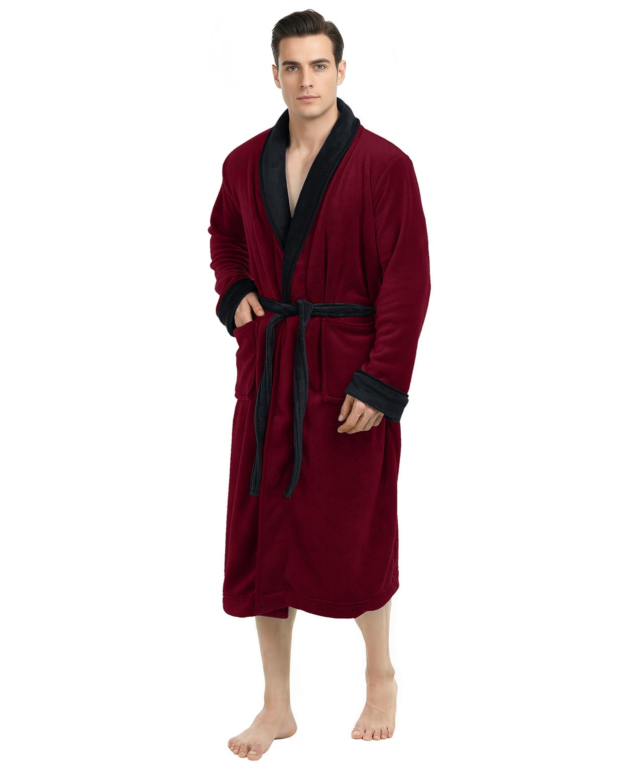 NY Threads Luxury Ultra Soft Mens Robe Plush Fleece Long Bathrobe