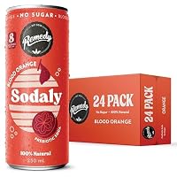 Remedy Sodaly Blood Orange Soft Drink - All Natural, Prebiotic, No Sugar, Low Calorie - Sugar Free and Vegan - No Artificial Sweeteners - 250 mL Multipack Cans (24-Pack)