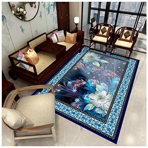 Tapis d'extérieur bleu 200x250cm au tissage durable et écoresponsable