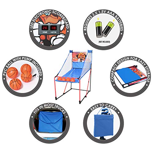 Sportcraft Electronic Basketball Arcade Game - Indoor Sport Games for Kids & Adults | Birthday, Office Christmas Party Activities (SIR00840)