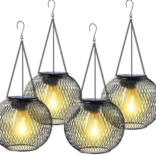 Faroles solares para exteriores, impermeables, decorativas, colgantes, lámparas de patio alimentadas por energía solar para decoración al aire libre, iluminación LED de bajo consumo