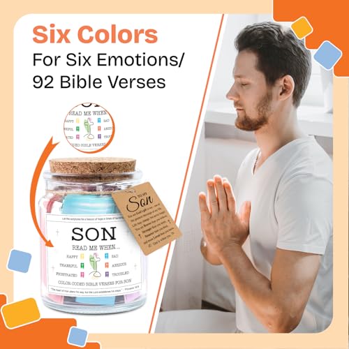 Image of NewEleven Gift For Son - High School Graduation Gifts for Boys - Confirmation Gifts for Boys, Teen Boys - Birthday Gift For Sons From Mom, Dad - Bible Verse Jar