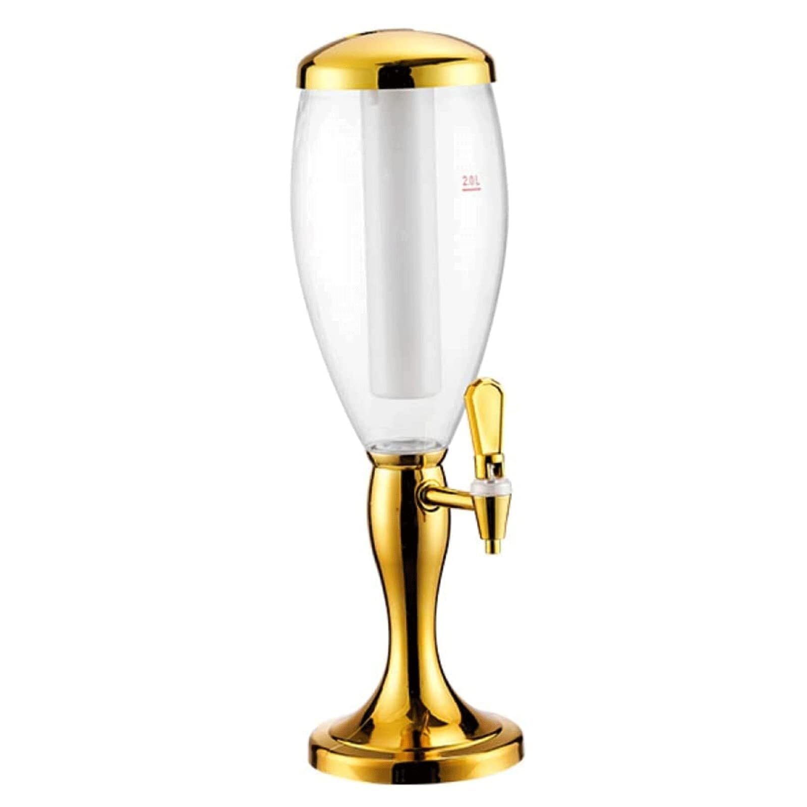 HCZKIUJY 3L Beverage Dispenser with LED Ice Tube, Leak-Proof Faucet, and Thickened Bottom – Ideal for Parties, Bars, and Buffets, Available in Gold & Silver (Gold 3L)