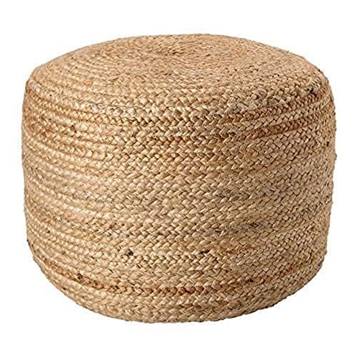imsid: Natural Braided Ottoman Pouf - Cozy & Bohemian Jute/Hemp Hand Crafted Casual Seating for Home, Office, Bedroom