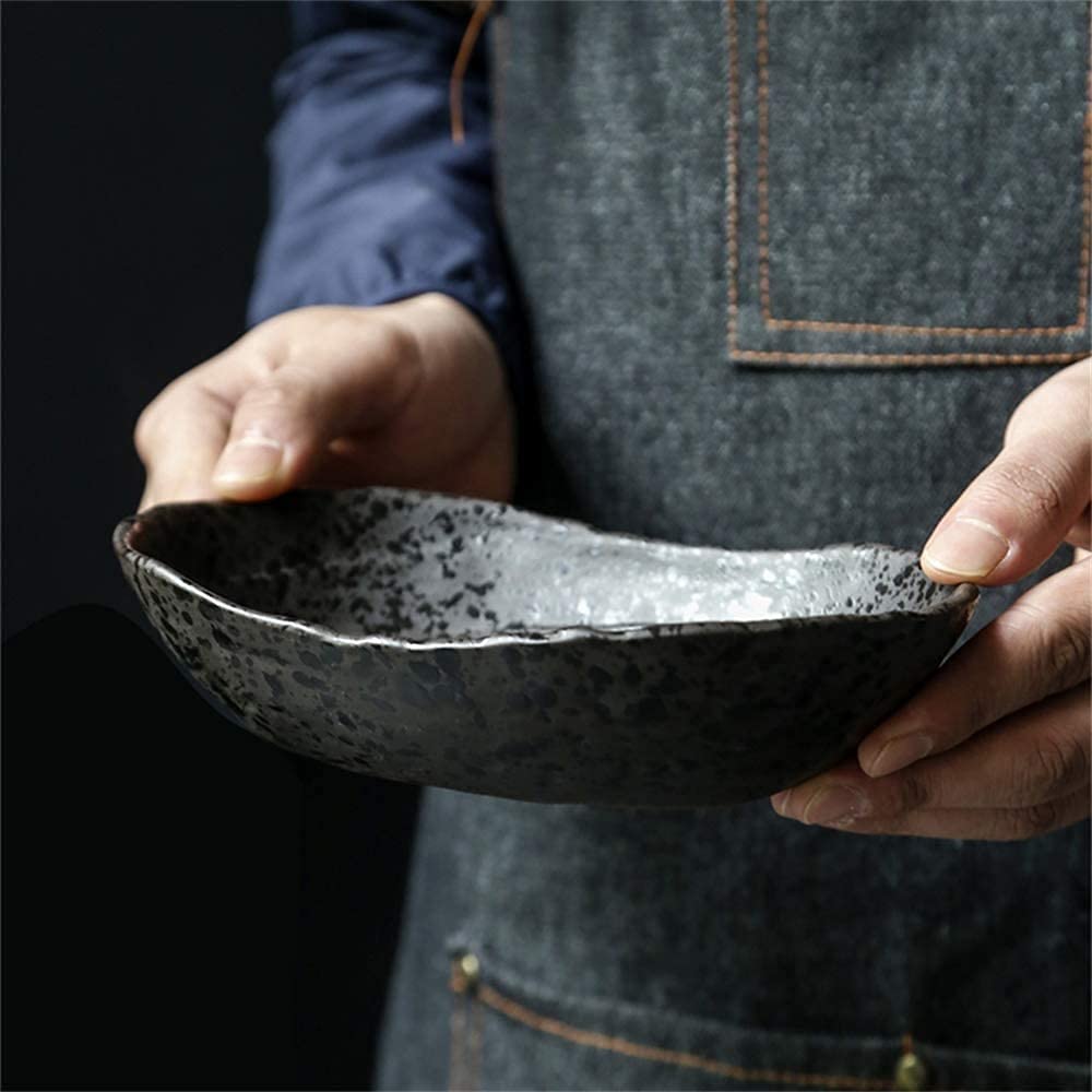 Cuencos para Pasta, Plato de cerámica, Plato de gres Negro, Plato de Sushi para Restaurante, Cuencos para ensaladas,