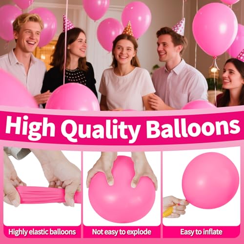 Image of Pink Balloon 110pcs,12 Inch Thickened Latex Party Balloons Helium Bright Color for Birthday Baby Shower Wedding Party Supplies Arch Garland Decoration