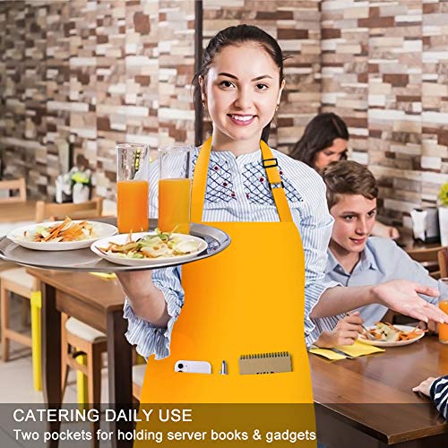 Jubatus 2 Pack Bib Aprons With 2 Pockets Cooking Chef Kitchen Apron For Women Men, Yellow #TOP4