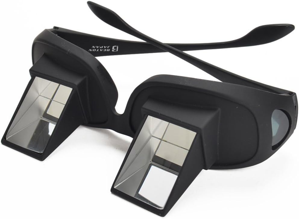 寝ながら スマホ 読書 TV が楽しめる 寝たまま メガネ 仰向け プリズム メガネ 反射メガネ ブラック