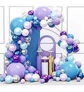 Frozen Balloons Arch Kit, 134pcs Purple Blue and Silver Balloons, Winter Wonderland Balloon Arch ...