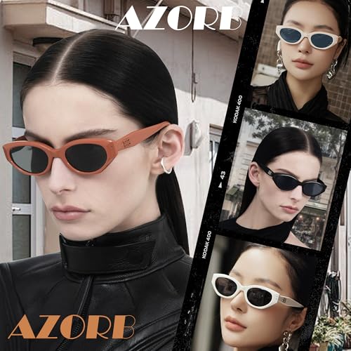 AZorb Oval Cat Eye Sunglasses for Women Retro Cateye Sunglasses Small Face 90s Shades UV Protection2