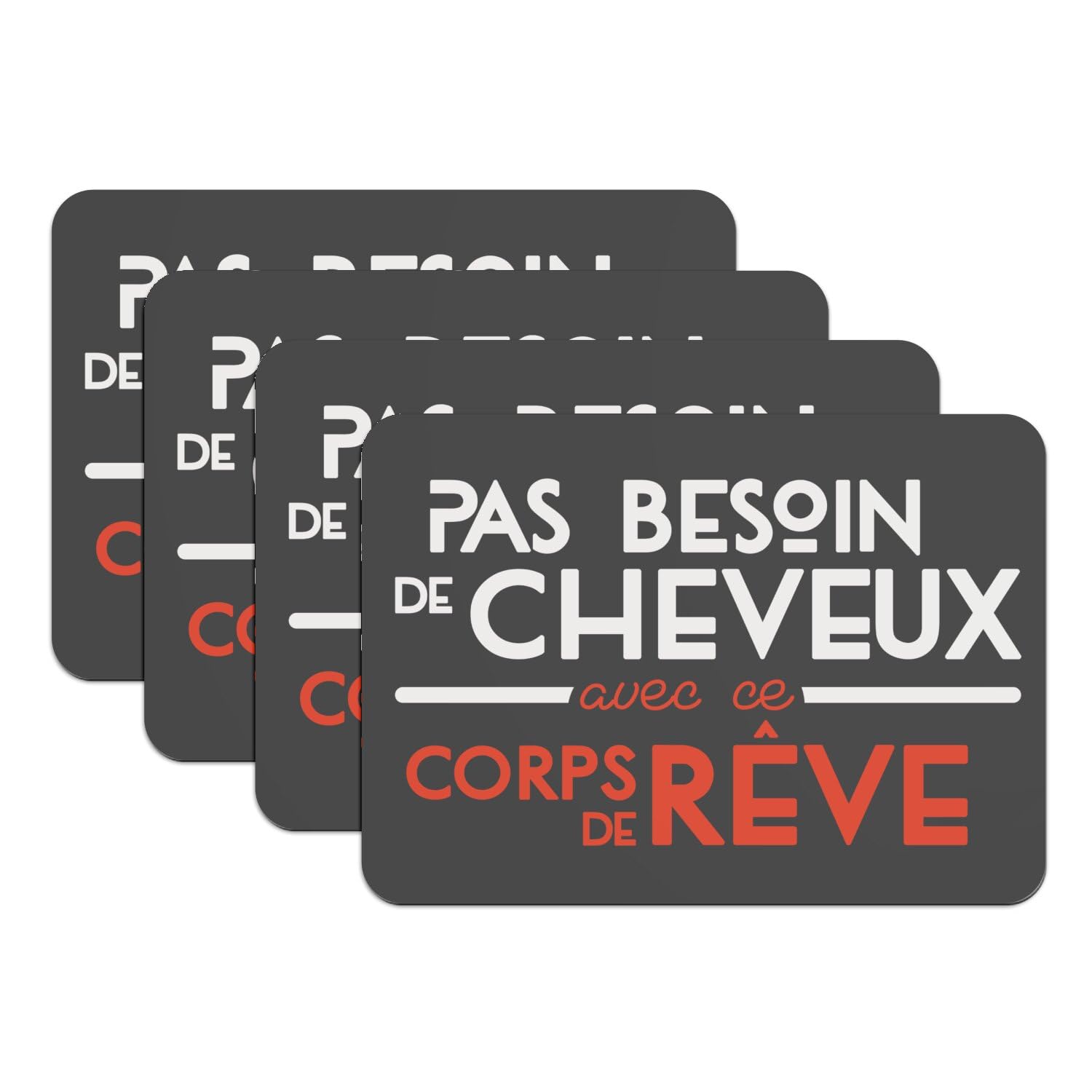 Sets de table humour pas besoin de cheveux lot de 4 idée cadeau homme originale