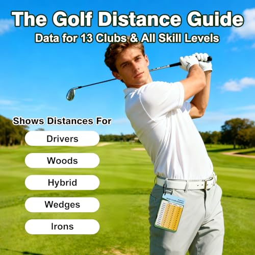 Image of 2 Pack Golf Club Distance Card, Waterproof Yardage Chart Card, Credit Card Size and Easy Carry, Quick Reference Guide with Clip, Golf Bag Accessories for Men Women Golfers | Durable、Hassle-Free、Pocket-Sized、Great Gift