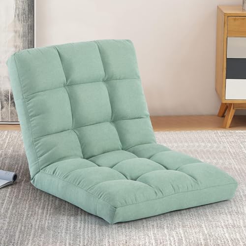 Image of YI DANICA Floor Chair with Back Support Folding Chair with 6 Adjustable Position, Padded Sleeper Bed, Floor Gaming Chair, Meditation Chair for Adults