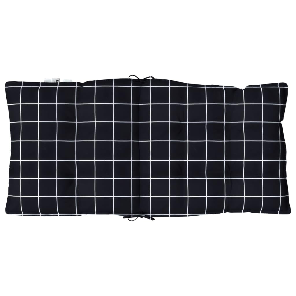 4er Set Niedriglehner-Auflagen 100x50 cm Schwarz Karomuster | Weich gepolsterte Stuhlkissen mit Haltebändern für Garten, Terrasse und Balkon. Pflegeleichtes Oxford-Gewebe mit Komfort.
