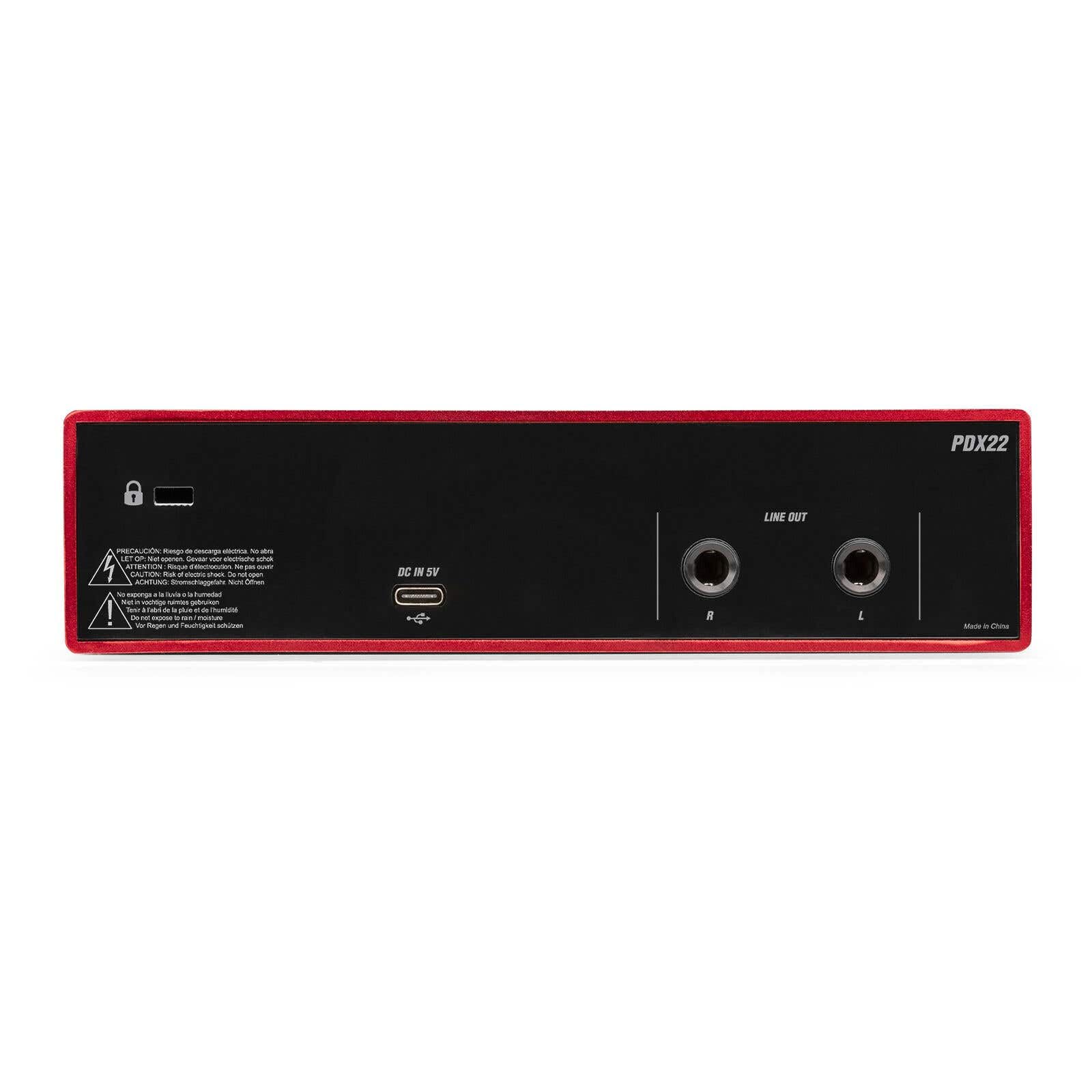 Power Dynamics PDX22 Interfaccia audio USB - Alimentazione phantom 48 V, Cavo USB-C incluso, 2 ingressi Micros/Strumenti, 1 uscita cuffie, ideale per musicisti, compositori e Home Studio