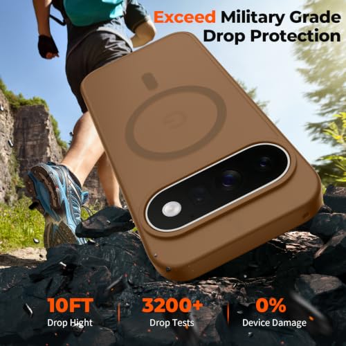 Image of SUPFINE Magnetic for Google Pixel 11 Pro Case - Brown | With Screen Protector,Translucent Matte,Built-in Magnets,Military Grade Drop Protection,Shockproof Phone Cover