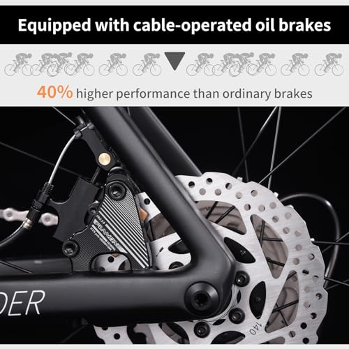 KOOTU Full Carbon Road Bike, T800 Carbon Fiber Frame Lightweight Racing Bicycle with 105 R7000 22 Speed Groupset and Wire-Pull Disc Brake for Adult