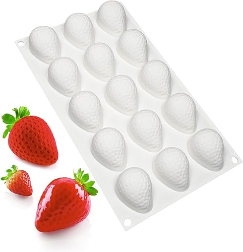 Miniatura 2 de mostsom Molde de goma de silicona de fresa 3D 15 cavidades media fresa fabricante chocolate caramelo galletas molde cocina herramientas