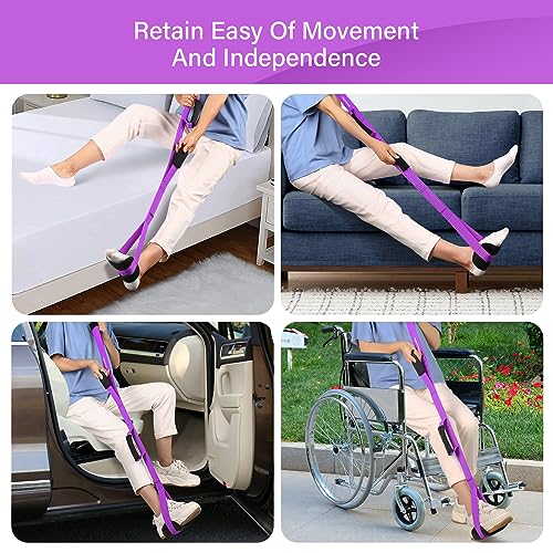 393939 long leg lifter strap with padded handgrips and feet looprigid leg lifter hipampknee replacement surgery recovery kitmobility aids foot lifter easily get in and out of bedcarwheelchair