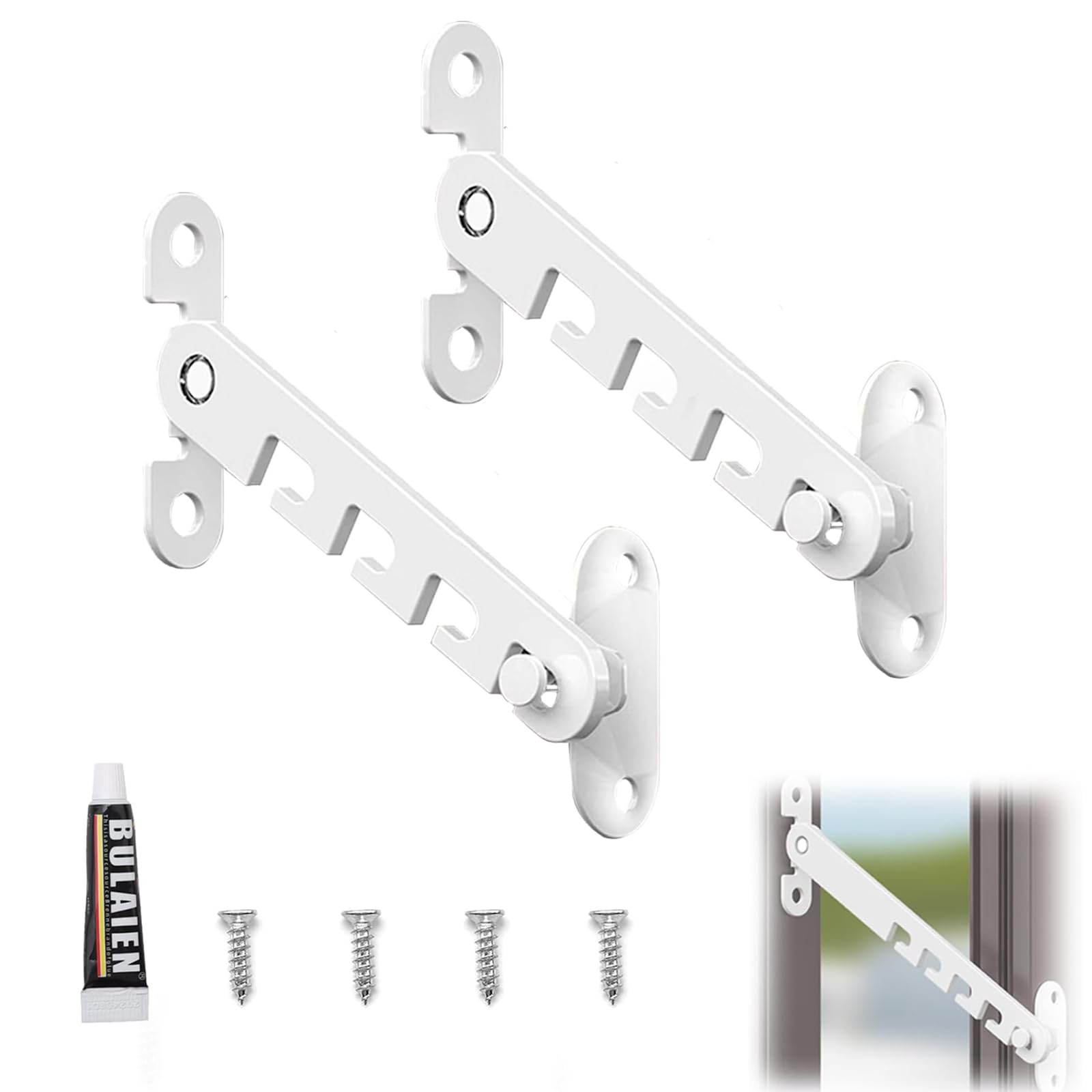 Cat Window Guard, Window Restrictors for UPVC, Window Latch with Safety Protection, Child and Pet Window Safety Locks, Windproof Window Stabiliser for Home and School Use, Long White Design