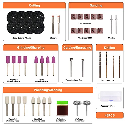 Image of Diy Crafts 10808 India 302707172500 Metal Engraving Rotary Tool Accessories Kit Power Tool Accessory, Multicolor, 48 Piece