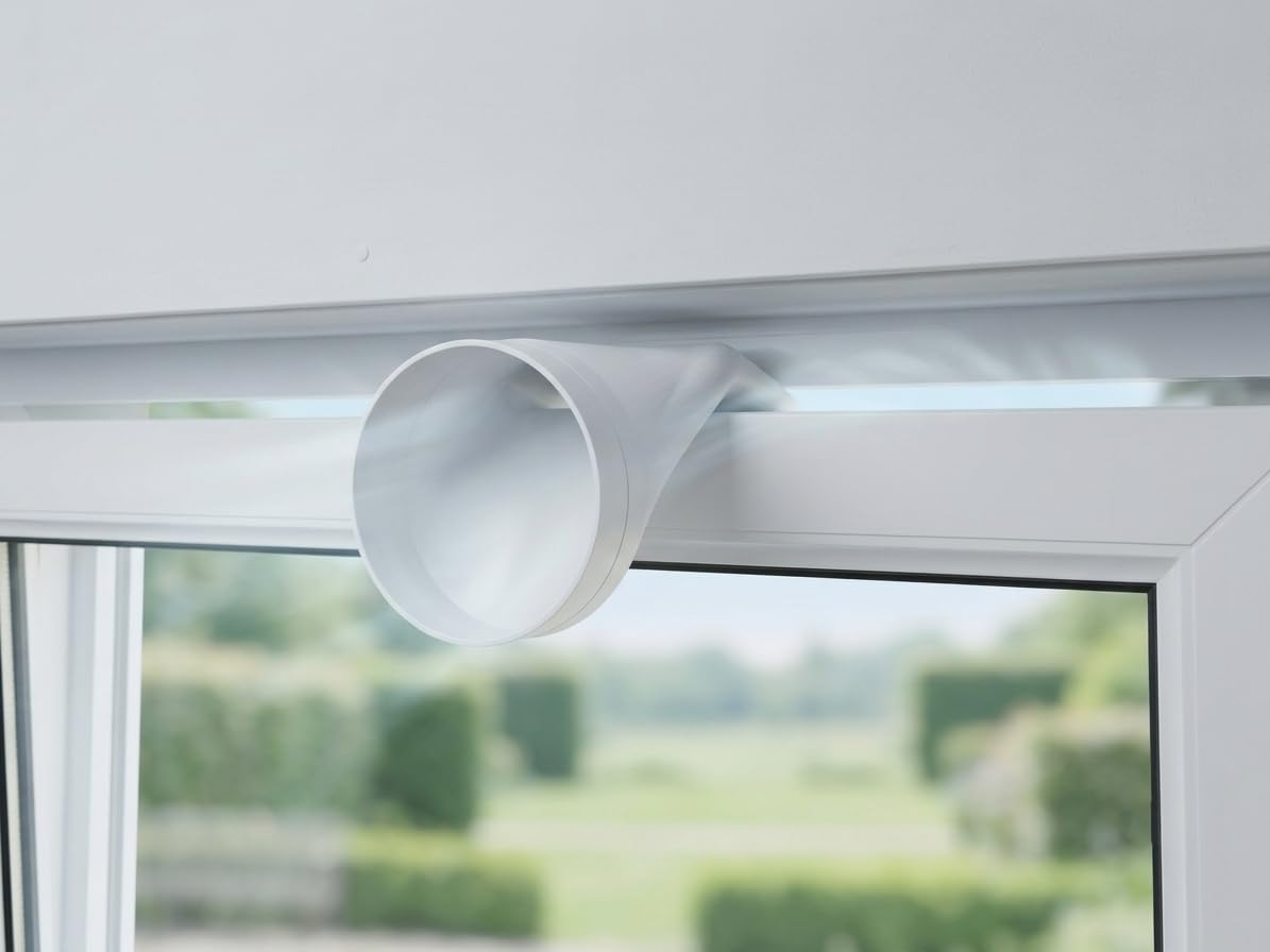 Fensteradapter für mobile Klimaanlagen & Klimageräte | Abluftschlauch Adapter für Dachfenster, Kippfenster & Türen mit geringem Spalt von nur 35mm! (für 130mm Schlauch)