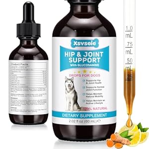 Glucosamine for Dogs, Liquid Hip and Joint Supplement, Chondroitin Drops for Dogs, Hip & Joint Glucosamine Drops for Dogs, Joint Drops for Dogs, Dog Supplement for Mobility Pain Relief, 2.02 fl.Oz