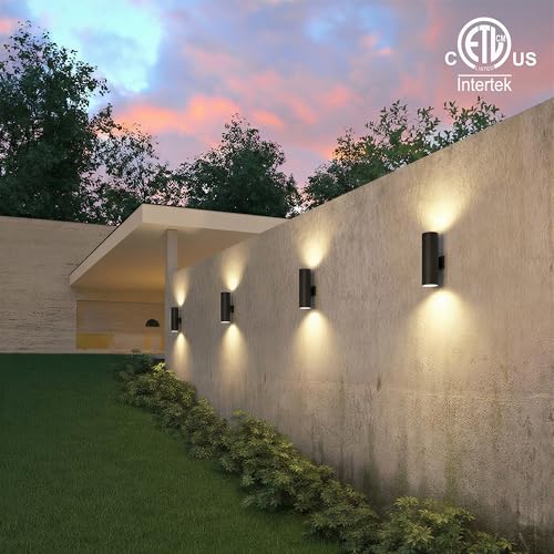 Image of mirrea 18 inch Modern Outdoor Porch Light in 2 Lights, Matte Black, 4 Pack
