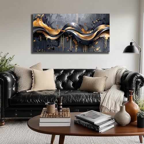 Image of AOZEMI Abstract Wall Art Black Canvas Art for Bedroom