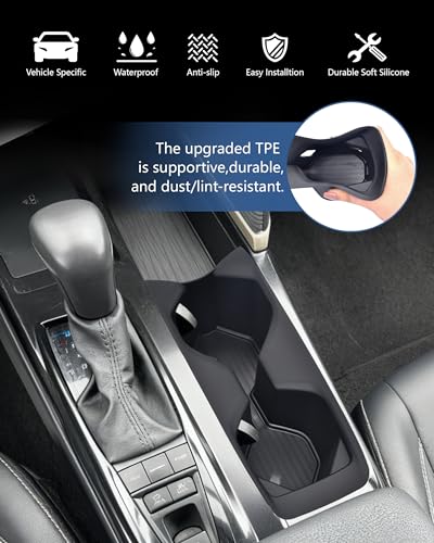Image of Cup Holder Inserts for 2026 2025 Toyota Camry Accessories, Non-Slip TPE Center Console Protector Organizer to Prevents Spills & Scratches for Camry SE|XSE|LE|XLE Interior Accessories