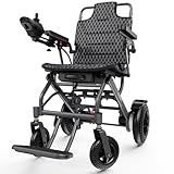 Lightweight Electric Wheelchair Foldable for Adults with Ergonomic Seat, 24Ah Lithium Battery / 500W Motor, 30 Miles Portable Power Motorized Wheelchair, All Terrains Electric Wheel Chair (A10-24AH)