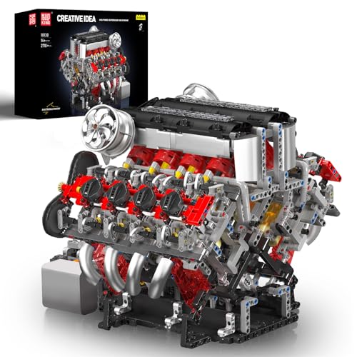 Image of Mould King 10130 V8 Engine Model Kit, Surper Car Engine that Works with Motor, Buildabe STEM Physical Science Educational Toy, Hobby Building Set for Adults (2718 Pieces)