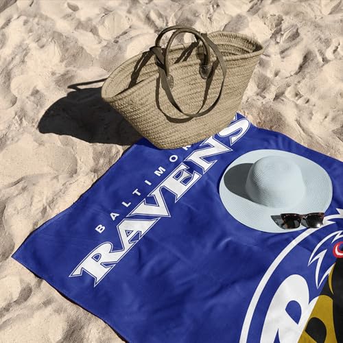 Image of Northwest NFL Baltimore Ravens Microfiber Beach Towel, 30 x 60 Inches - Quick Dry, Sand Resistant, Lightweight, Highly Absorbent, Incisor Design