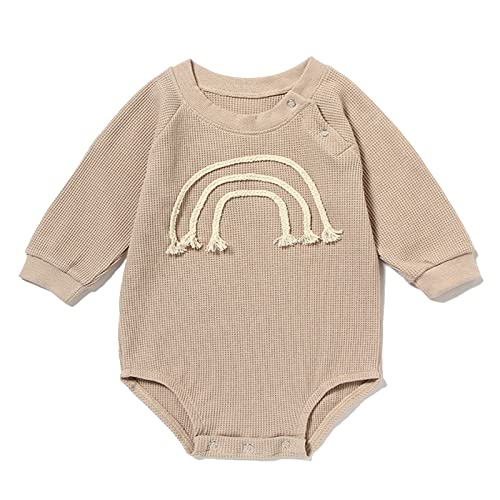 Image of Snr-k Baby Girl Boy Crewneck Sweatshirt Romper Long Sleeve Rainbow Pullover Sweater Top Warm Fall Winter Clothes