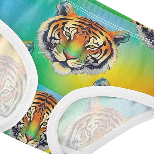 Cartoon Tigers Vibrant Rainbow Panties Little Girl Girls Underwear Toddler Cotton Florals Undies Kids Briefs 2t4